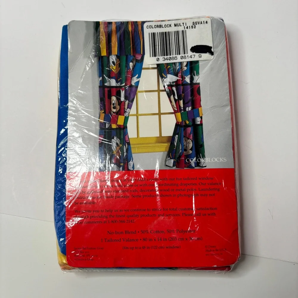 Vintage Mickey For Kids Stuff Tailored Valance Colorblock Multi Disney 80x14 NEW